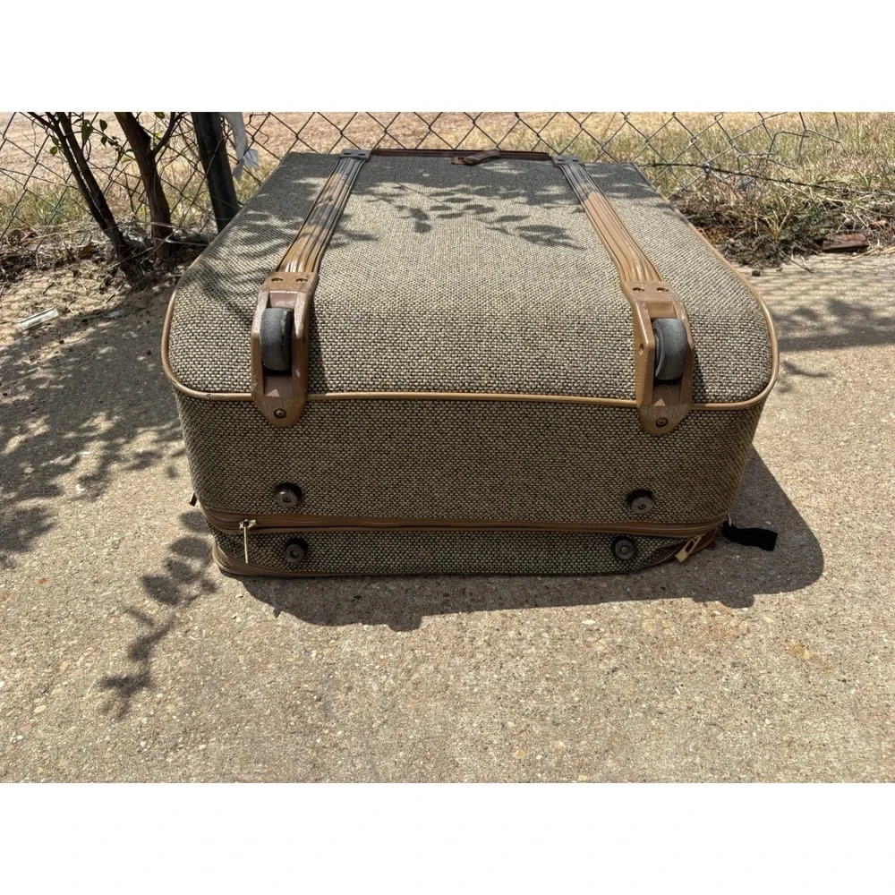 Vintage Hartmann⭐️Tweed & Leather Expandable Rolling Wheeled Luggage⭐️Nice Cond.